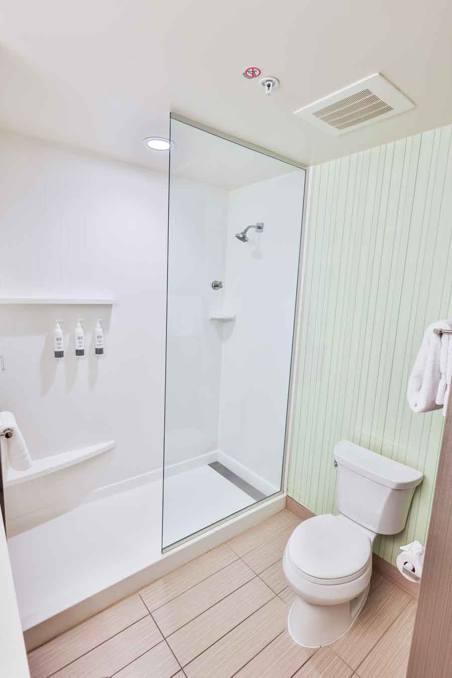 Sundrift Inn standard king bathroom in Fort Walton Beach Florida with walk-in shower