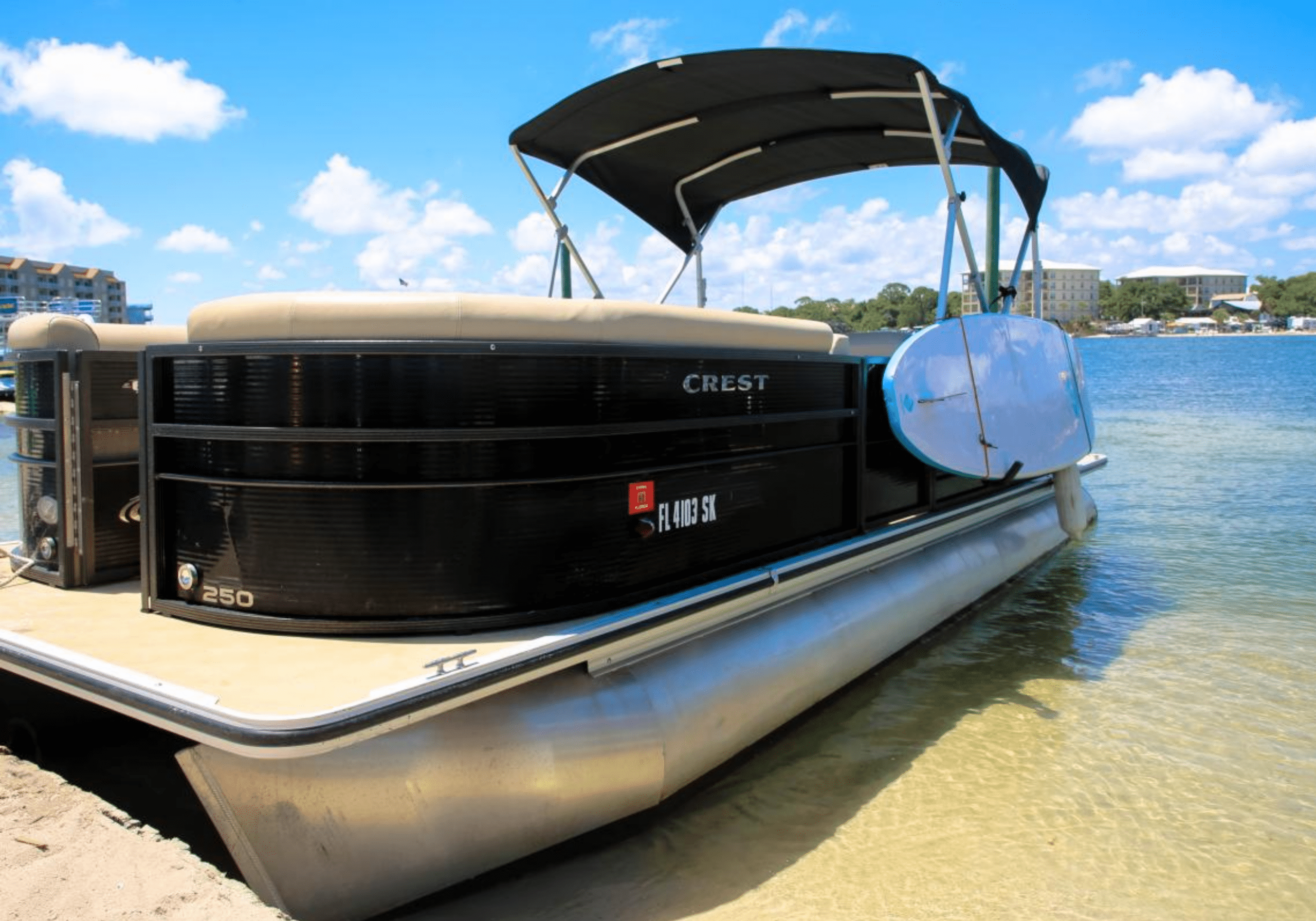Pontoon boat rental at Crab Island in Destin Florida