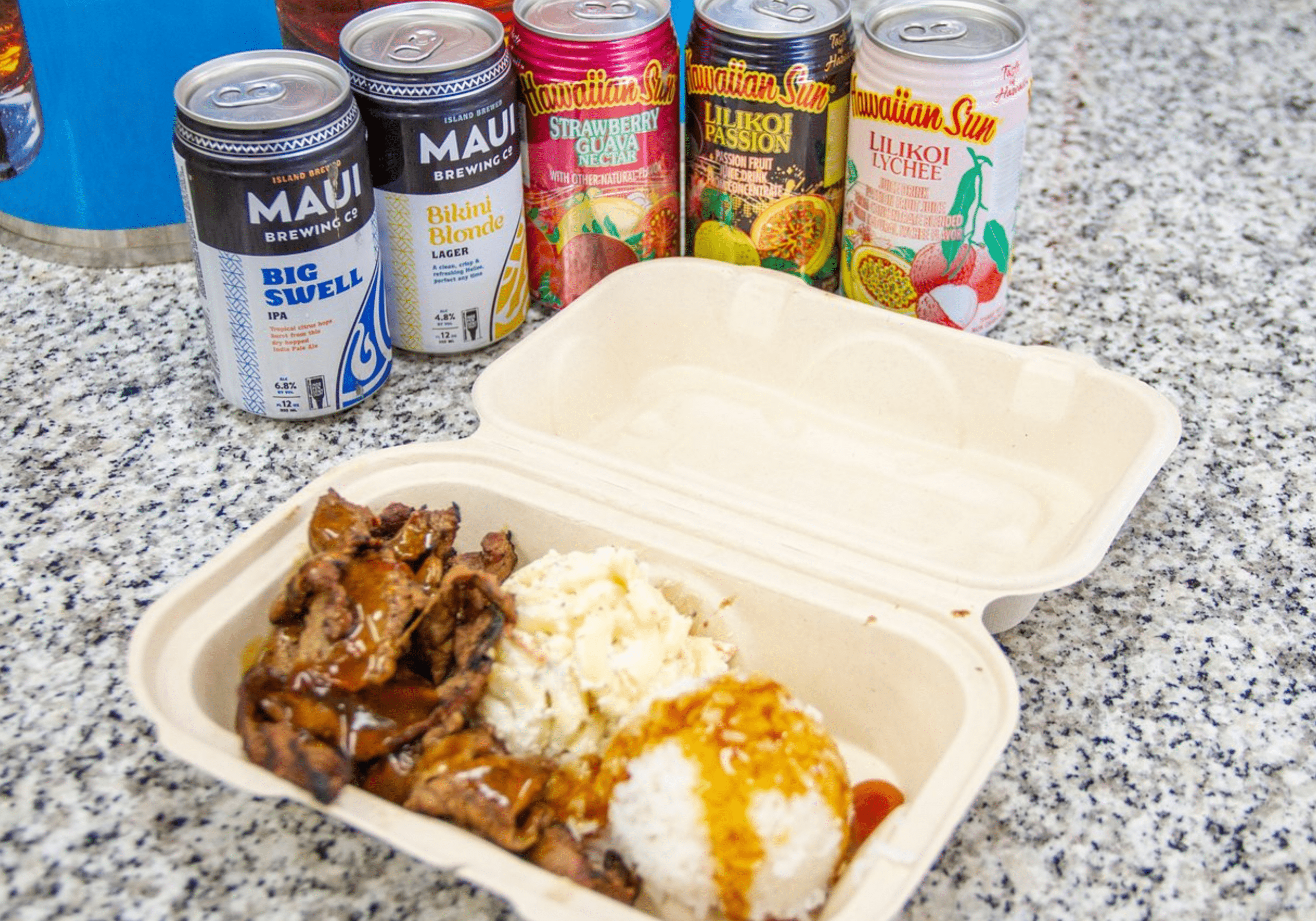 takeout breakfast plate from Maui Bus Stop in Destin Florida