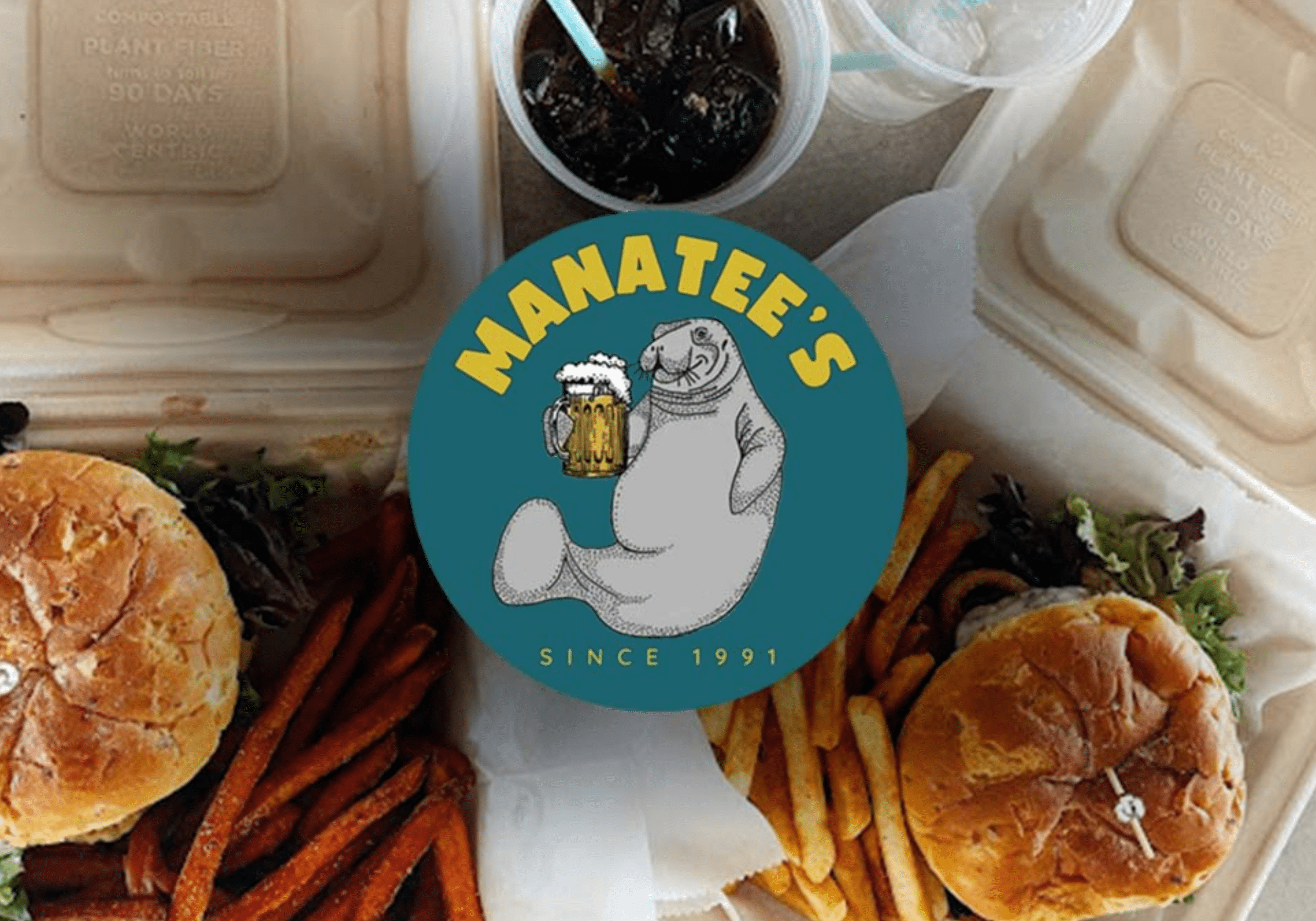 food and drinks at Manatee’s Tiki Bar in Destin Florida