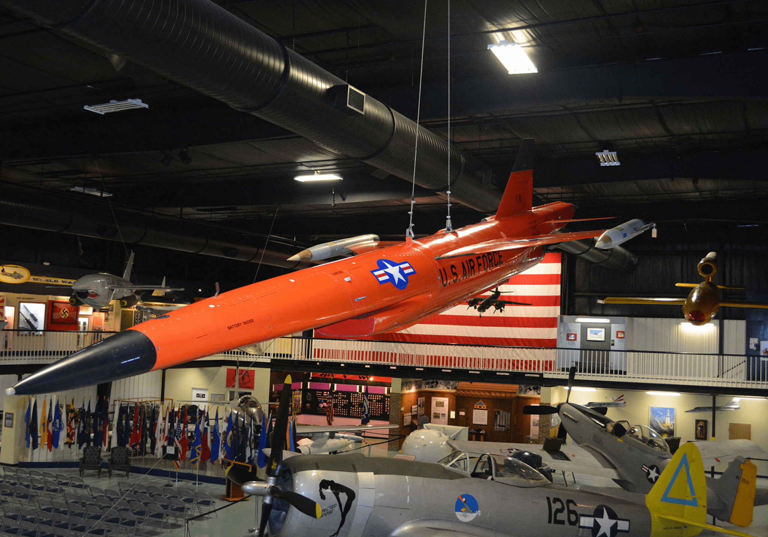 military aircraft display inside Air Force Armament Museum in Fort Walton Beach Florida